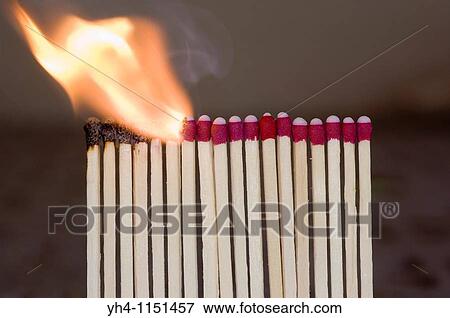 Burning matches, chain reaction View Large Photo Image Stock Photo - Burning matches, chain reaction. Fotosearch