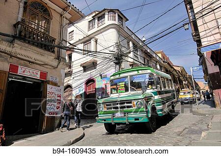 Bus at La Paz, Bolivia View Large Photo Image Stock Photography - Bus at La Paz, Bolivia. Fotosearch