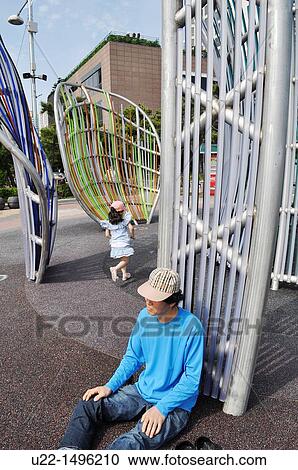 Stock Image - Busan (South Korea): modern sculpture Haeundae Beach. Fotosearch
