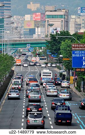Stock Photo - Busan (South Korea): urban traffic in the Nam-gu neighborhood. Fotosearch