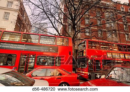 Stock Image - Buses, London. England, UK. Fotosearch