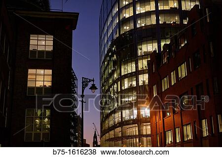 Stock Photo - Business buildings and offices in Liverpool Street, London.. Fotosearch
