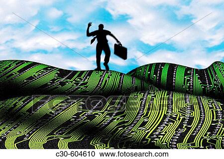 Business man on digital landscape View Large Photo Image Stock Image - Business man on digital landscape. Fotosearch