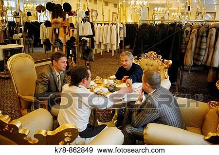 Business meeting at the exclusive Lena boutique which sells sable fur coat, St Petersburg, Russia View Large Photo Image Stock Photo - Business meeting at the exclusive Lena boutique which sells sable fur coat, St Petersburg, Russia. Fotosearch