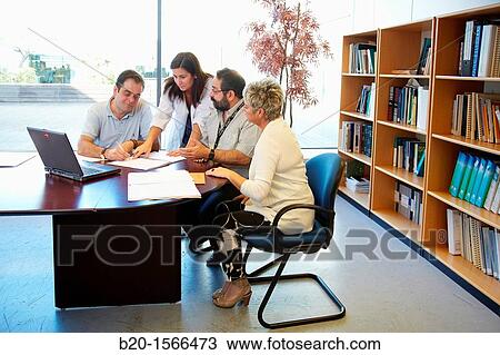 Stock Image - Business meeting, Research on building materials, Tecnalia Research & Innovation, Zamudio, Bizkaia, Basque Country, Spain. Fotosearch