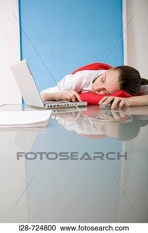 business woman sleeping in front of laptop View Large Photo Image Stock Image - business woman sleeping in front of laptop. Fotosearch