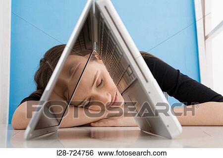business woman sleeping in front of computer View Large Photo Image Stock Photograph - business woman sleeping in front of computer. Fotosearch