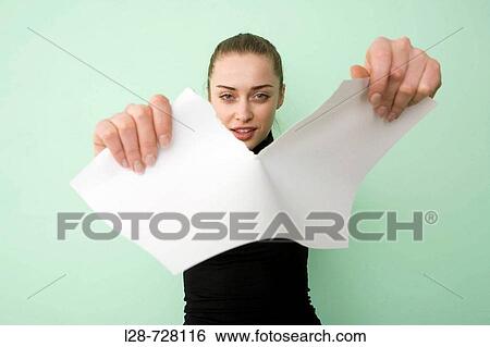 business woman tearing document View Large Photo Image Stock Photograph - business woman tearing document. Fotosearch