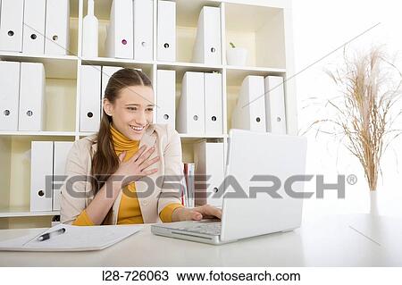 business woman using computer View Large Photo Image Stock Image - business woman using computer. Fotosearch