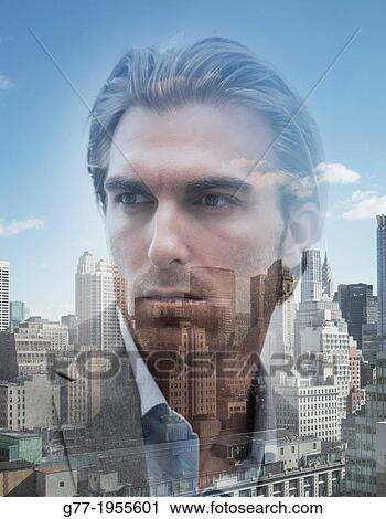 Businessman over cityscape. New York, USA View Large Photo Image Stock Image - Businessman over cityscape. New York, USA. Fotosearch