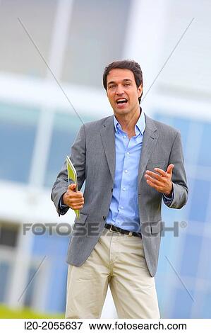 Stock Photo - Businessman with tablet in business center. San Sebastian Technology Park. Donostia. Gipuzkoa. Basque Country. Spain.. Fotosearch