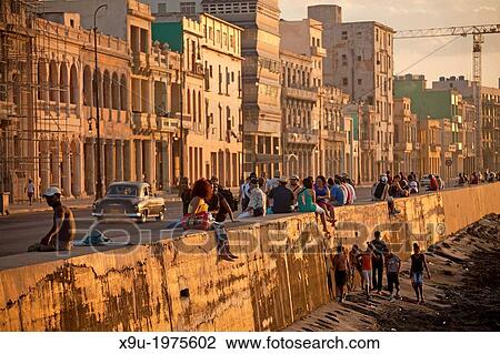 busy promenade Malecon, Havana, Cuba, Caribbean. View Large Photo Image Stock Image - busy promenade Malecon, Havana, Cuba, Caribbean.. Fotosearch