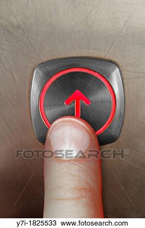 Stock Image - Button outside an elevator or lift. Fotosearch