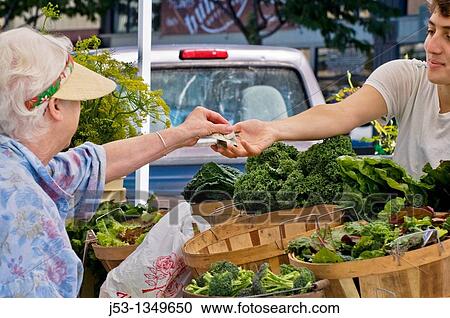 Buying organic produce at farmers? market, downtown Arcata, California View Large Photo Image Stock Image - Buying organic produce at farmers? market, downtown Arcata, California. Fotosearch