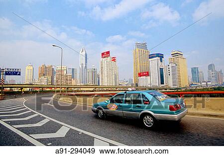 Cab, traffic. Shanghai. China View Large Photo Image Stock Photo - Cab, traffic. Shanghai. China. Fotosearch