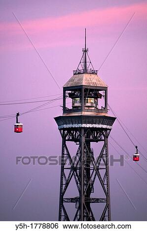 Cabins in cable car Barcelona Catalonia Spain View Large Photo Image Stock Photograph - Cabins in cable car Barcelona Catalonia Spain. Fotosearch