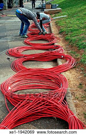 cable, audiovisual installation, Barcelona, Catalonia, Spain. View Large Photo Image Stock Photo - cable, audiovisual installation, Barcelona, Catalonia, Spain.. Fotosearch
