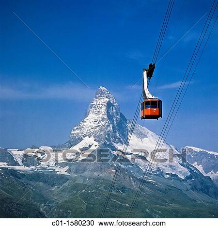 Cable car and the Matterhorn, Zermatt, canton Valais, Switzerland View Large Photo Image Stock Image - Cable car and the Matterhorn, Zermatt, canton Valais, Switzerland. Fotosearch