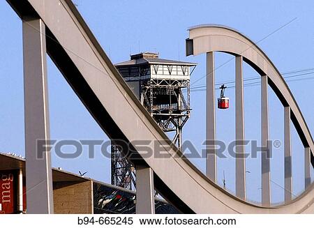 Cable-car, Barcelona. Catalonia, Spain View Large Photo Image Stock Photography - Cable-car, Barcelona. Catalonia, Spain. Fotosearch