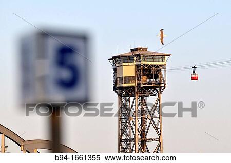 Cable car over the port, Barcelona Catalonia, Spain View Large Photo Image Stock Photography - Cable car over the port, Barcelona Catalonia, Spain. Fotosearch