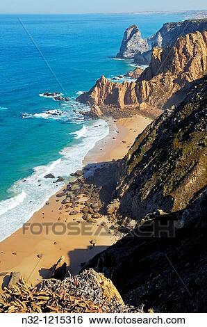 Cabo da Roca Cliff and seascape at Cape da Roca Lisbon district Sintra coast Portugal Europe. View Large Photo Image Stock Photograph - Cabo da Roca Cliff and seascape at Cape da Roca Lisbon district Sintra coast Portugal Europe.. Fotosearch
