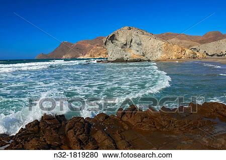 Cabo de Gata, Monsul Beach Biosphere Reserve, Cabo de Gata-Nijar Natural Park, Almeria, Andalusia, Spain. View Large Photo Image Stock Image - Cabo de Gata, Monsul Beach Biosphere Reserve, Cabo de Gata-Nijar Natural Park, Almeria, Andalusia, Spain.. Fotosearch