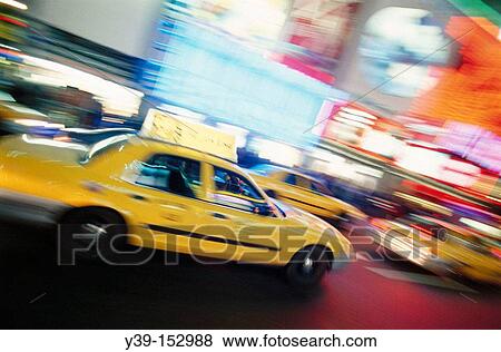 Cabs, Time Square, Manhattan, New York City. USA View Large Photo Image Stock Photo - Cabs, Time Square, Manhattan, New York City. USA. Fotosearch