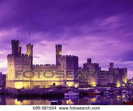 Picture - Caernarfon castle, Gwynedd, Wales, UK. Fotosearch