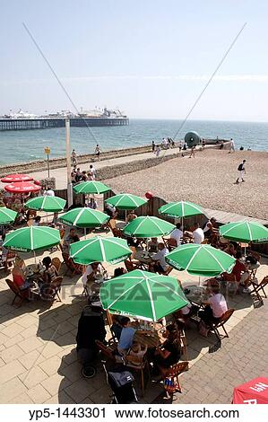 Stock Image - Cafe at Brighton Beach Sussex. Fotosearch