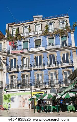 Stock Photography - Cafe at Restauradores Square, Praca dos Restauradores, Lisboa, Lisbon, Portugal.. Fotosearch