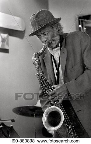 Cafe Balcony Jazz, Billy H Jazz saxophone, black and white MR View Large Photo Image Stock Photo - Cafe Balcony Jazz, Billy H Jazz saxophone, black and white MR. Fotosearch