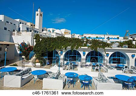 Cafe, Village of Sidi Bou Said near Tunis Tunisia. View Large Photo Image Stock Image - Cafe, Village of Sidi Bou Said near Tunis Tunisia.. Fotosearch