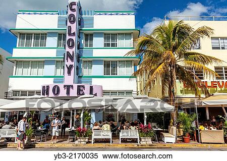 Cafe/Restaurant at The Colony Hotel, South Beach, Miami, Florida, USA. View Large Photo Image Stock Photography - Cafe/Restaurant at The Colony Hotel, South Beach, Miami, Florida, USA.. Fotosearch