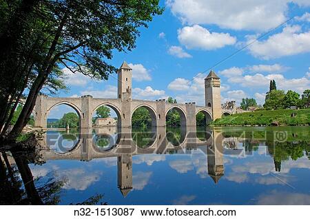 Cahors, Valentre bridge, Pont Valentre, Lot River, Lot departament, Quercy, Via Podiensis, Way of St James, France View Large Photo Image Stock Photo - Cahors, Valentre bridge, Pont Valentre, Lot River, Lot departament, Quercy, Via Podiensis, Way of St James, France. Fotosearch
