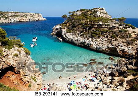 Cal? des Moro, Cala s? Almunia, Santany?. Majorca, Balearic Islands. Spain View Large Photo Image Stock Image - Cal? des Moro, Cala s? Almunia, Santany?. Majorca, Balearic Islands. Spain. Fotosearch