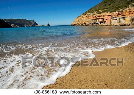 Cala Benirras (Port de Benirras), Ibiza. Balearic Islands, Spain View Large Photo Image Stock Photo - Cala Benirras (Port de Benirras), Ibiza. Balearic Islands, Spain. Fotosearch