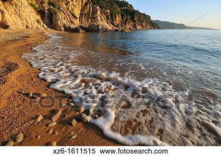 Cala Futadera at sunrise, Tossa de Mar, Costa Brava, Catalonia, Spain, Europe View Large Photo Image Stock Photography - Cala Futadera at sunrise, Tossa de Mar, Costa Brava, Catalonia, Spain, Europe. Fotosearch