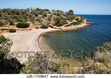 Stock Photo - Cala Mar? a L? Ampolla, Tarrragona province, Catalunya, Spain. Fotosearch