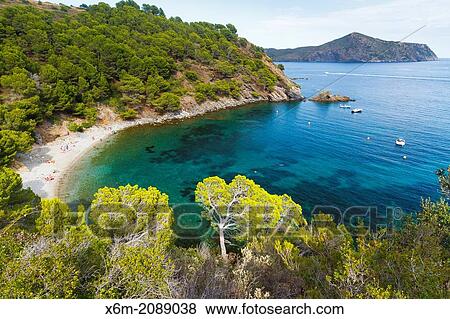 Stock Photo - Cala Rostella. Roses. Costa Brava, Gerona. Catalonia, Spain, Europe.. Fotosearch