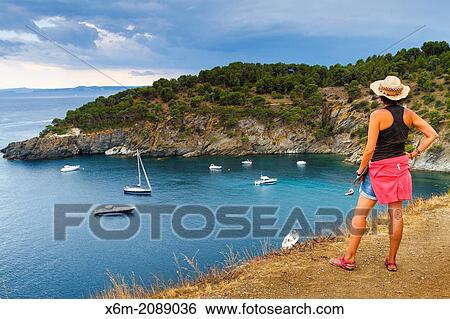 Stock Photograph - Cala Rostella. Roses. Costa Brava, Gerona. Catalonia, Spain, Europe.. Fotosearch