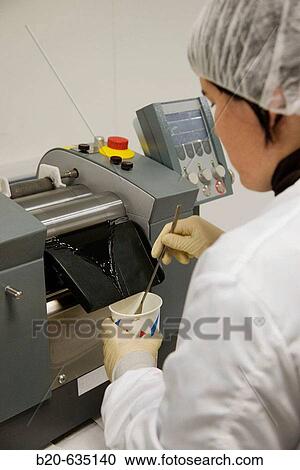 Stock Image - Calender. Resin treatments. Clean room. Technology and Research Centre. Inasmet-Tecnalia Foundation, San Sebastian, Gipuzkoa, Euskadi. Spain.. Fotosearch
