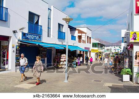 Picture - Calle Limones street, Playa Blanca, Lanzarote, Canary Islands, Spain, Europe.. Fotosearch