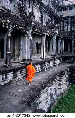 CAMBODIA, ANGKOR WAT, MONK. View Large Photo Image Stock Image - CAMBODIA, ANGKOR WAT, MONK.. Fotosearch