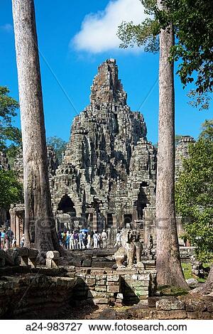 Cambodia-No 2009 Siem Reap City Angkor Temples W H Bayon Temple within Angkor Thom. View Large Photo Image Stock Photo - Cambodia-No 2009 Siem Reap City Angkor Temples W H Bayon Temple within Angkor Thom.. Fotosearch