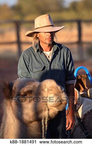 Stock Image - Cameleer, Central Australia. Fotosearch