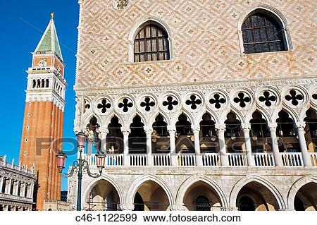 Campanile and Palazzo Ducale. St Mark's Square. Piazza San Marco. Venice. Veneto. Italy. View Large Photo Image Stock Photo - Campanile and Palazzo Ducale. St Mark's Square. Piazza San Marco. Venice. Veneto. Italy.. Fotosearch
