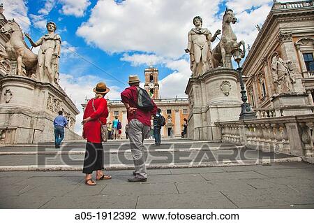 Stock Image - Campidoglio square and Capitoline Museum, Rome, Lazio, Italy.. Fotosearch