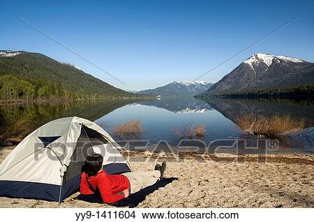 Camping by Lake Wenatchee - Lake Wenatchee State Park, Washington View Large Photo Image Picture - Camping by Lake Wenatchee - Lake Wenatchee State Park, Washington. Fotosearch