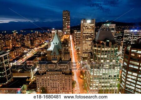 Canada, BC, Vancouver View of downtown Vancouver looking towards the west from office tower at Granville and Georgia Streets The historic Hotel Vancouver prominent on the left View Large Photo Image Stock Image - Canada, BC, Vancouver View of downtown Vancouver looking towards the west from office tower at Granville and Georgia Streets The historic Hotel Vancouver prominent on the left. Fotosearch