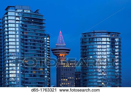 Canada, British Columbia, Vancouver, Vancouver Lookout Building, dawn View Large Photo Image Stock Image - Canada, British Columbia, Vancouver, Vancouver Lookout Building, dawn. Fotosearch
